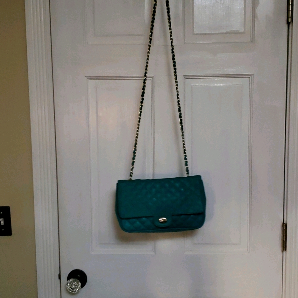 Quilted Teal Crossbody Bag